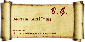 Beutum György névjegykártya